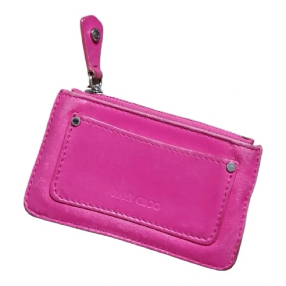 Jimmy Choo Pink Star-Studded Card Holder Wallet Coin Purse - Picture 2 of 2